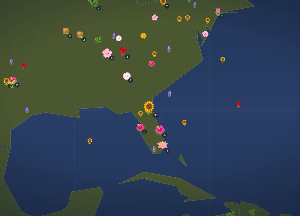 A city cluster with a count badge, before tapping