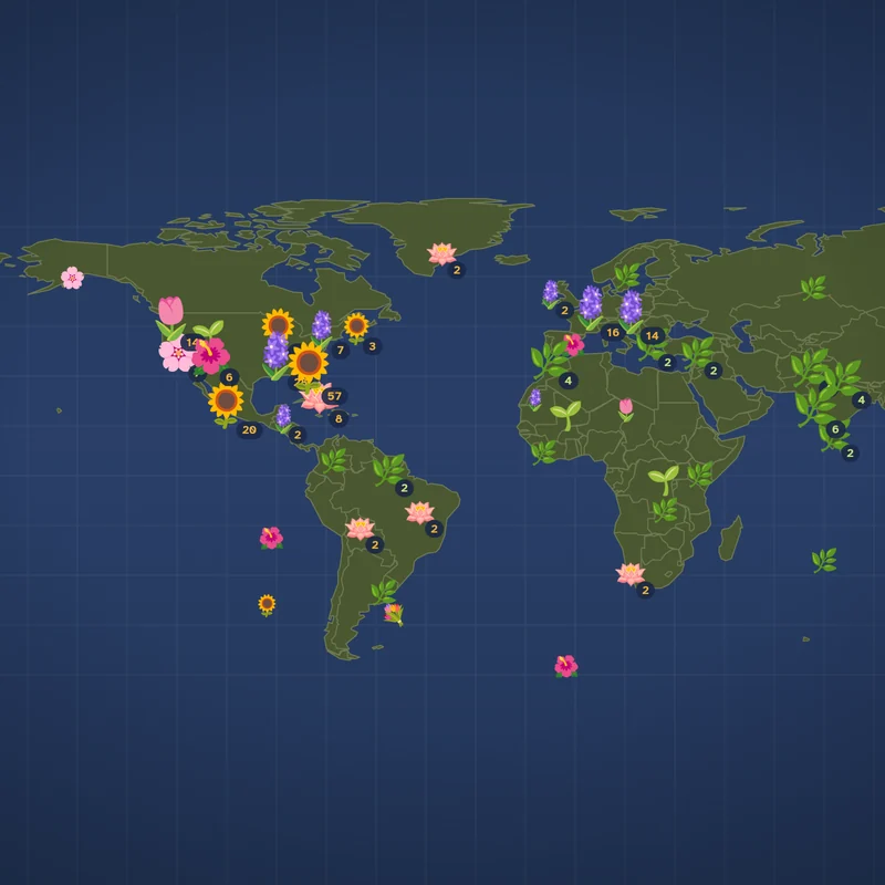 let's bloom together, a collaborative world map of flowers